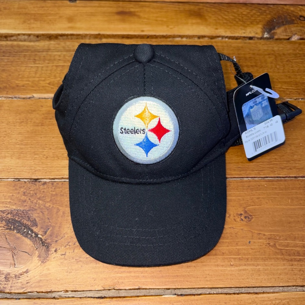 Littlearth NFL Pittsburgh Steelers Dog Hat Medium Black Adjustable Pet Cap NEW